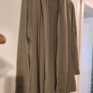 Army green cardigan.